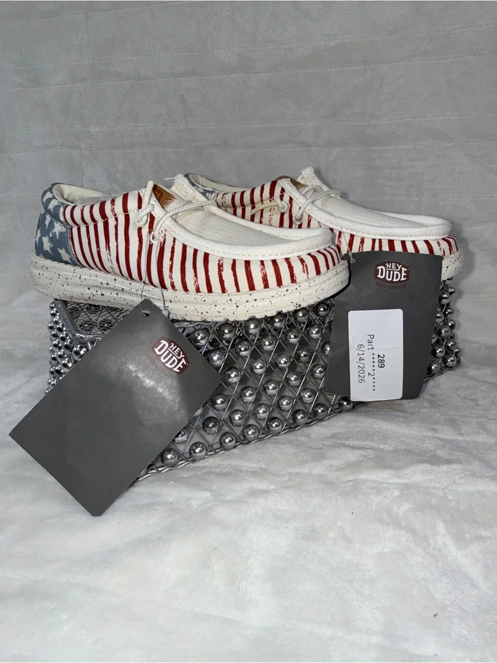 🇺🇸 Hey Dude Wally Kids Patriotic American Flag Shoes 13C NWT 🇺🇸
